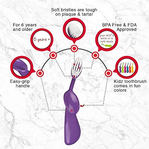 Radius Kids Toothbrush, Right Hand, Yellow, BPA Free and ADA Accepted, Designed for Delicate Teeth and Gums, for Children 6 Years and Up