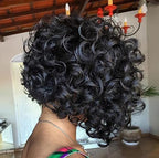 ccXrC Short Afro Curly Bob Wig Bob Wigs for Black Women Curly Synthetic Hair Wig Short Curly Bob Hairstyles for Women Natural Looking Daily Party Wig