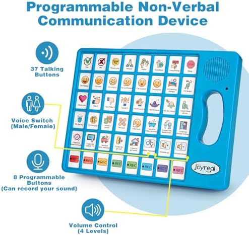 Joyreal AAC Device for Autism, Non Verbal Communication Tools for Speech Therapy & Stroke Rehab. Communication Tablet, Autism Talking Aids with 8 Programmable Buttons & Adjustable Volume
