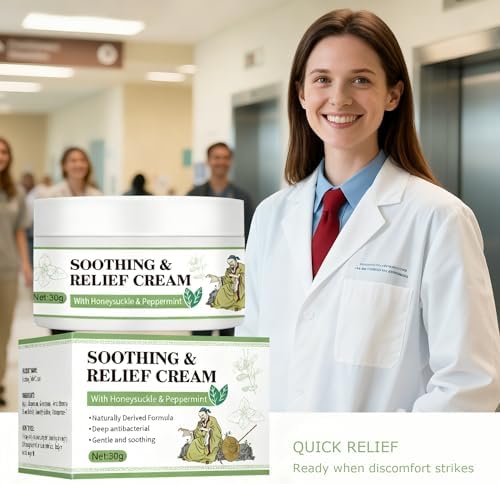 Soothing Relief Cream with Honeysuckle & Calendula, Cooling Anti Itch for Sensitive Skin,Moisturizing Cream for Various Parts of the Body, Fast-Absorbing & Non-Greasy Formula