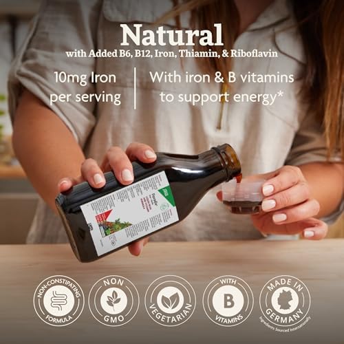 Floradix Iron & Herbs - Liquid Herbal Supplement for Energy Support - Iron Supplement with Vitamin C & Vitamin B Complex - for Men & Women - 23.7 fl oz