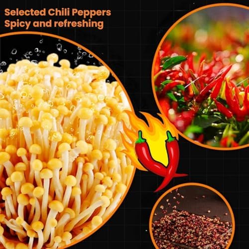 Chinese Specialties Spicy Red Oil Enoki Mushroom, Pickled Vegetables, Latiao Spicy Strips, Chili Sauce Pickle, Crispy Mushroom, Snack Relish Gift Pack, 12 Bags