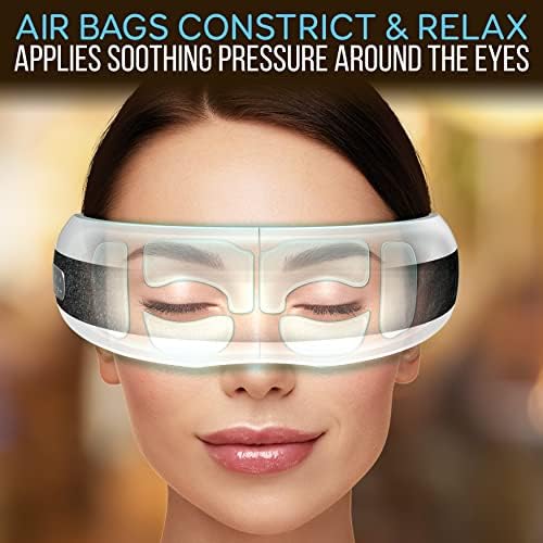 SereneLife Stress Therapy Electric Eye Massager, Vibration Massage Eye Relief, Wireless Digital Mask Machine w/Soothing Music and Relaxing Heat Compress, Built-in Battery & Adjustable Elastic Band