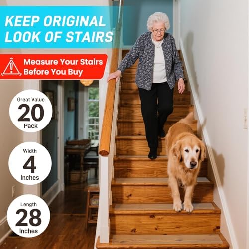LifeGrip Stair Treads Non-Slip (20PCS), Anti Slip Transparent Stair Treads Tape for Indoor Wooden Step (4"X28"X20P-Treads)