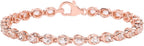 Fine Color Jewels Genuine Morganite Tennis Bracelet 925 Sterling Silver 18K Rose Gold Plated 3.75 Carat 25 Oval Cut Stones Prong Setting Box Clasp 7.5 Inch Length