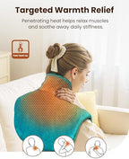 Weighted Heating Pad for Neck and Shoulders, Electric Heat Wrap with 6 Temperature & 4 Timer Settings, Auto Shut-Off, Machine Washable, Soothing Muscle Stiffness and Fatigue, Gift for Women Men