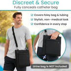 Vive Urinary Drainage Bag Holder – Discreet Foley Catheter & Drain Tube Cover – Nephrostomy Bag Holder, Easy-Access Zipper, Adjustable Strap - Leakproof Catheter Supplies for Privacy, 2000mL (Black)