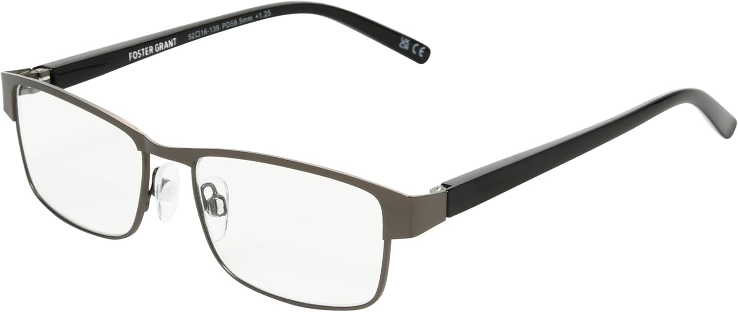 Foster Grant Men's Leo Square Reading Glasses