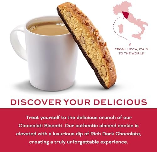 Nonni's Cioccolati Biscotti Italian Cookies, Dark Chocolate Almond Individually Wrapped Gourmet Coffee & Tea Dipping Snack, Crunchy Twice-Baked, 6.88 oz 8 Count