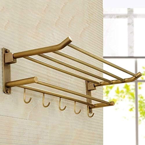 Antique Copper Towel Rack Bathroom Shelf Foldable Two Drilling Installation Tower Hanger/B
