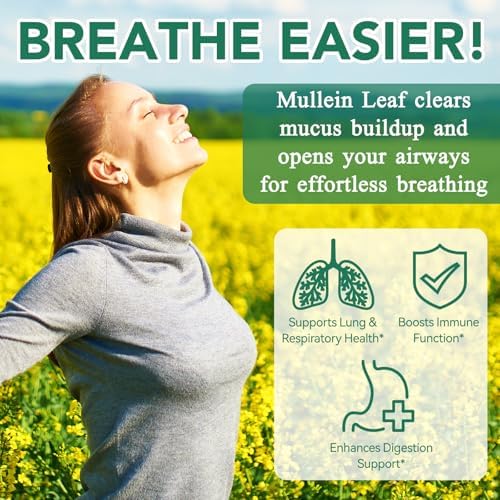 flasture Mullein Gummies for Lungs & Sinus Relief, 2000mg Mullein Leaf Extract, Natural Lung Cleanse Supplement for Smokers, Supports Respiratory, Immune & Mucus Relief – 60 Chewable Gummies