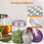 2 Pcs Mason Jar Grater Lid - Multipurpose Cheese Grater for Wide and Narrow Mouth Jars, Reusable Shaker Lid, Practical Stainless Steel, Silver