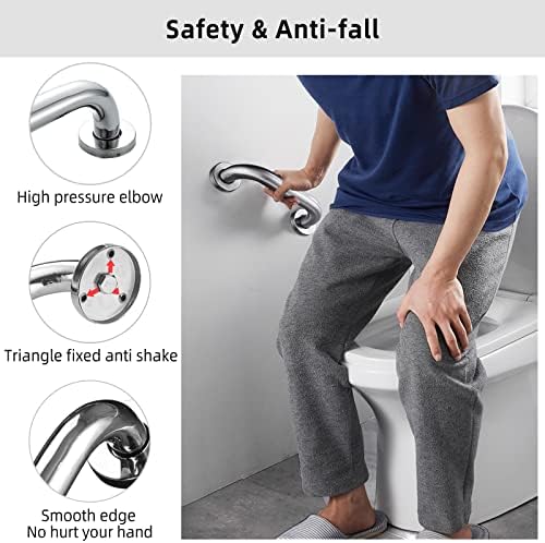 Shower Grab Bars Brushed Nickel 12" x 1 1/4", Stainless Steel Handicap Grab Bars for Bathroom Bathtub Toilet, Shower Handle Safety Bars Hand-Rail Support for Elderly Seniors Pregnant Children