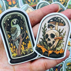 50 Pcs Vintage Gothic Stickers – Mystic Mushrooms, Skulls, Butterflies, Insects & Birds in Cloche Bottle Stickers for Journals, Scrapbooks, Phone Cases, Laptops, Halloween Projects