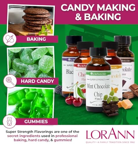LorAnn Oils Super Strength Flavoring - Used For Candy Making, Flavoring Extracts, Baking, Hard Candy, and Flavor Oils - Bold, Natural Flavors 4X Stronger Than Extracts - Mint Chocolate Chip, 1 fl oz