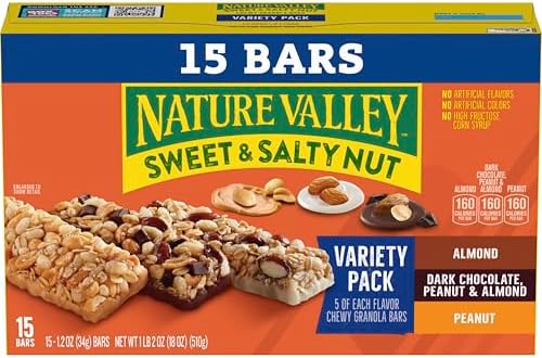Nature Valley Sweet and Salty Nut Granola Bars, Variety Pack, 15 Bars, 18 oz