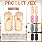 Jecery 4 Pair Washable Microfiber Mop Slippers Detachable Dusting Shoes for Floor Cleaning, Office & Home Use Suitable for Women & Men(Black, Beige, Pink, Gray,M Size)