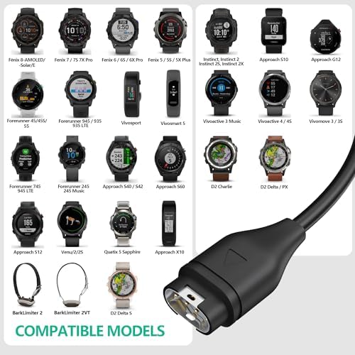 AWINNER Compatible for Garmin Watch Charger Cable (2 Pack)