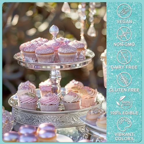 Teal Edible Glitter - 5g Food Grade Cake Decorating Shimmering Glitter, Edible Sprinkle Luster Dust for Drinks, Chocolates, Fondant, Strawberries, Cupcakes, Candy, Easter Cookie - Vegan
