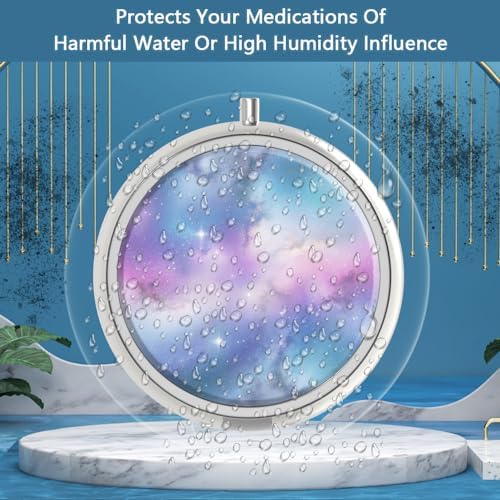 Pill Box 3 Compartment Medicine Pill Case,Portable Pill Box for Pocket or Purse Pill Box Decorative Metal Medicine Vitamin Organizer Unique Gift(Purple Banded Marble)
