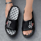 Reflexology massage sandals, acupressure slippers with soft nubs, unisex house slippers, and unisex foot massagers Black-Orange 40-41