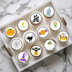 Cute Halloween Edible Cupcake Toppers Halloween Baby Shower Decorations, Wafer Pumpkin Edible Cake Decorations, Spooky Cake Toppers - 24 x 1.5 Inch 4cm Uncut Theme 5
