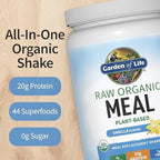 Garden of Life Meal Replacement Shakes, Raw Organic, Vanilla Protein Powder with Plant Based Pea Protein, Sprouts, Greens, Probiotics, Dairy Free 28 Servings