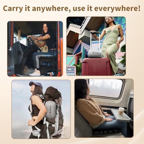 Air Inflatable Travel Seat Cushion with Built-in Pump & Carry Bag– Portable & Adjustable for Airplane, Car, Office – Coccyx, Sciatica & Tailbone Pain Relief (Blue)