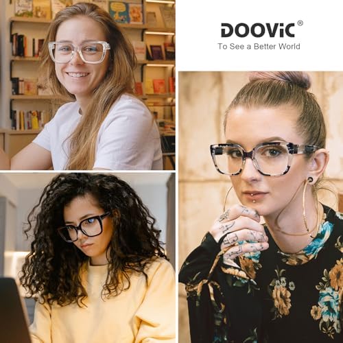 DOOViC 3 Pack Oversized Reading Glasses for Women Blue Light Blocking Square Stylish Computer Readers