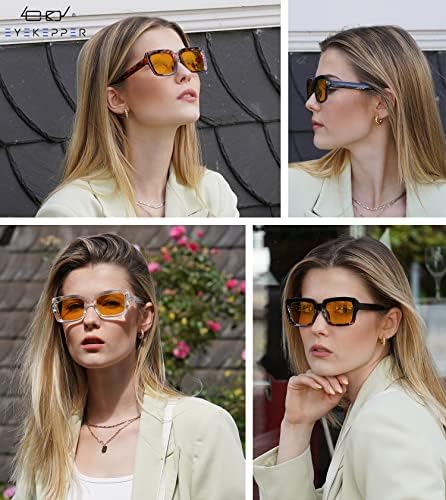 Eyekepper 4 Pack Reading Glasses Blue Light Blocking Oversized Square Computer Readers Orange Tinted +0.50