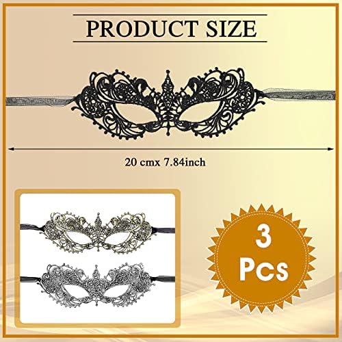 3 Pcs Adult Masquerade Mask Mysterious Fun Lace Masks for Couples Women Man Lace Headpiece Disguise for Costumes