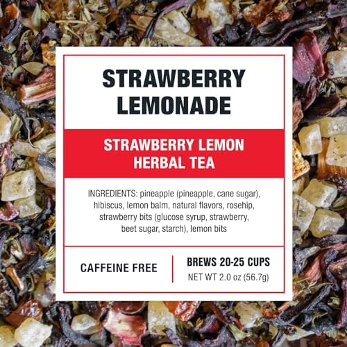 Tiesta Tea - Strawberry Lemonade, Loose Leaf, Strawberry Lemon Herbal Tea, Premium Non-Caffeinated Fruit Blend, Make Hot or Iced & Brews Up to 25 Cups, 2 Ounce Resealable Pouch