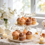 FYSUIMU Love is Brewing Cupcake Toppers Brown Coffee Cake Decorations Bridal Shower Cupcake Picks for Birthday Bachelorette Party Supplies, 24 Pcs