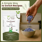 Organic Way Premium Cornflower Blue Whole (Centaurea Cyanus) - Herbal Tea | European Wild-Harvest | USDA & Kosher Certified | Vegan, Non GMO & Gluten Free | Origin - Albania (16 Oz)