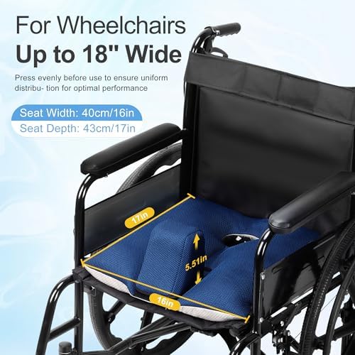 Wheelchair Wedge Pommel Cushion with Safety Straps Non-Slip Wheelchair Cushion for Seniors Prevents Forward Sliding, Provides Leg Abduction, Improves Positioning, Fall Prevention（16 * 17IN）