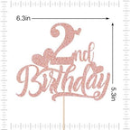 Happy 2nd Birthday Cake Topper,Second Birthday Decorations,Anniversary Party/Boy or Girl Two Year Old Bday Party Decoration Supplies