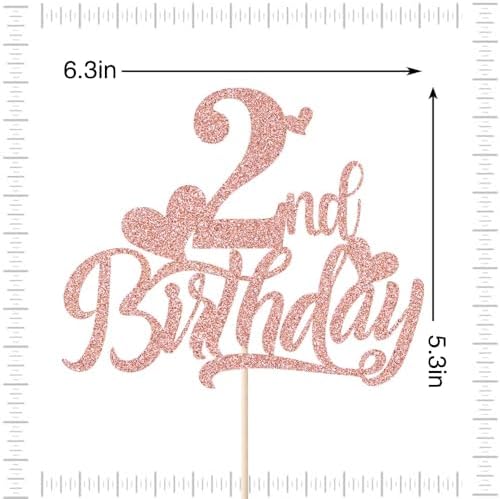 Happy 2nd Birthday Cake Topper,Second Birthday Decorations,Anniversary Party/Boy or Girl Two Year Old Bday Party Decoration Supplies