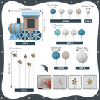 18PCS Train Cake Toppers Balls Cake Decorations with Star Cake Toppers for Boy Girl Baby Shower Train Theme Birthday Party Decorations (Blue)