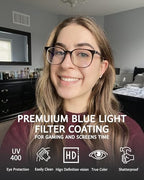 ANRRI Blue Light Blocking Glasses Anti Eye Strain Computer Glasses Filter UV400 Lightweight Frame Eyeglasses for Women Men