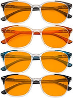 Eyekepper 4 Pack Computer Reading Glasses for Women Blue Light Blocking Readers Orange Tinted +1.75