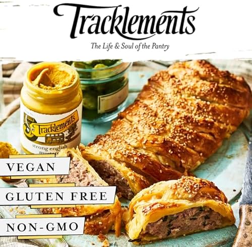 TRACKLEMENTS - Strong English Mustard - Spicy Hot Yellow Mustard, Condiments for Recipes - Sauce Goes with Steaks & Burgers - Gluten Free, VEGAN, Non-GMO - 4.94oz Jar - Pack of 2
