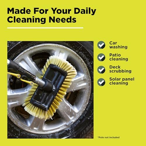 DOCA Scrub Brush 6-24 Ft with Long Handle Extension Pole - Outdoor Broom and Scrubbing Brush for House Floor, Deck, Patio, Car - Brush Set