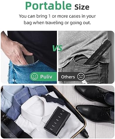 PULIV Weekly Pill Organizer with Large Capacity, Dual Protection Pill Box 7 Day, Arthritis Friendly Pill Case Easy to Open, Medicine Organizer for Vitamins, Medications, Fish Oils, Supplements (Black)