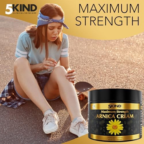 5kind Extra Strong Arnica Cream for Bruising and Swelling 10.1 Fl Oz - Arnica Bruise Cream Extra Strength Fast Healing Thin Skin - High Concentration Arnica Montana Extract for Bruises-Natural Formula