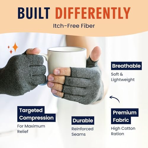 Dr. Frederick's Original Arthritis Compression Gloves for Women & Men - Doctor-Developed Fingerless Hand Support for Arthritis Pain, Carpal Tunnel, Swelling & Poor Circulation - Everyday Wear - Small
