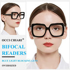 OCCI CHIARI Bifocal Reading Glasses Women Oversized Blue Light Blocking Readers 1.0 1.25 1.5 1.75 2.0 2.25 2.5 2.75 3.0 3.5