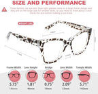 Women's Oversized Blue Light Blocking Glasses, Cat Eye Computer Gaming Glasses Anti Eyestrain & UV Glare RF6217 (Leopard Cateye Frame)