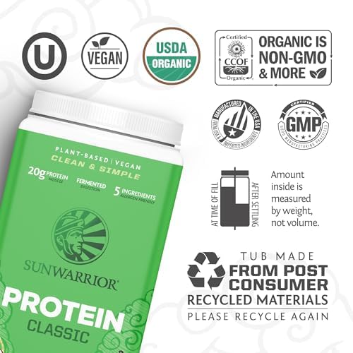 SUNWARRIOR Organic Classic Vanilla Protein, 750 GR