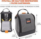 Ergodyne Arsenal 5185 Respirator Mask Storage Bag, Fits Half and Full Face Respirators, Zipper and Magnetic Closure,Gray