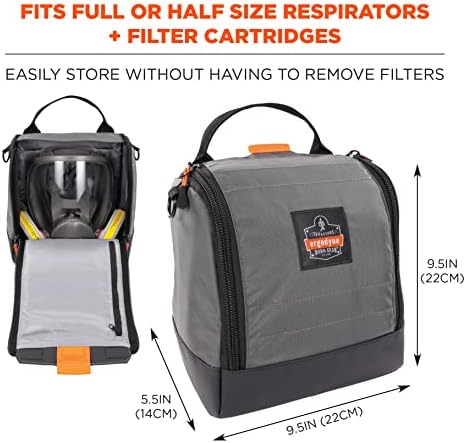 Ergodyne Arsenal 5185 Respirator Mask Storage Bag, Fits Half and Full Face Respirators, Zipper and Magnetic Closure,Gray